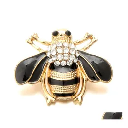 Inne komponent biżuterii z guzikiem Snap Rhinestone Bee Honeybee 18 mm metalowe przyciski Snaps Fit Bransoletka Brzeźba Noosa Dowód Znalezienie DHDCT