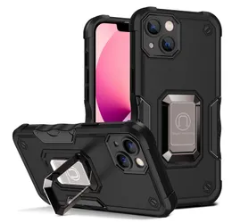 Armor Cases for iPhone 14 13 12 Pro Max Hybrid Heave Duty Shockproof Combo TPU PC Hard Dual Layer Phone Cover Magnetic Ring Holder Protective Skin