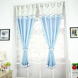 Perde 2pcs Pastoral Stil Çiçek Prenses Çocuk Odası Perdeler Yatak Odası Kısa Kortinas Pencere Karartma Valance