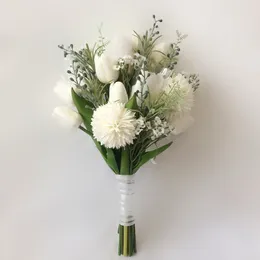 Decorative Flowers Wreaths Bridal Boutique Small Hand Hold Bunch For Bridesmaid and Flower Baby Girl White Tulip Wedding Bouquet Ramos De Flores 230217