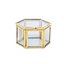 Ddisplay Wedding Rings Glass Jewelry Box Mini Gold Vintage voorstel ringbox transparante verlovingsringen sieradenkoffer voor Lady234L
