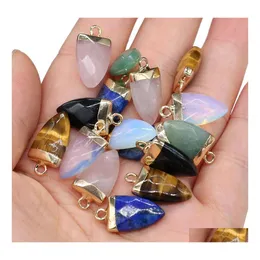 Charms Natural Arrowhead SemiPrecious Stone Rose Quartz Healing Reiki Crystal Pendant DIY Halsband ￶rh￤ngen Kvinnor Yzedibleshop Drop Dh2O5