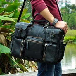 BROCKASES MÄNNER VERKLIG LÄDER ANTIK STOR KAPITAKA RESEBUSBAG 15.6 "LAPTOP FALL ATHING ATHEGER PORTFOLIO 3061-B