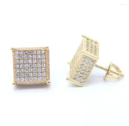 Ohrstecker Iced Out Bling Micro Pave Cz Square Cube Screwback Silber Farbe Screw Back Sparking Damen Herren Junge Ohrring