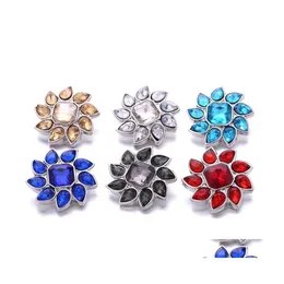 Clasps Hooks Wholesale Assorted Rhinestone Snap Buttons Clasp 18Mm Metal Decorative Teardrop Zircon Button Charms For Diy Snaps Je Dhbwe