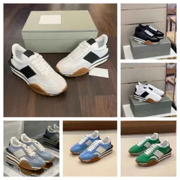 2023 Famous James Sneaker Shoes Men's White Side Stripe Suede Nylon Skateboard Walking Chunky Rubber Sole Up Trainer EU38-46 Shoe box