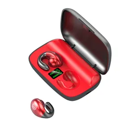 Kemik İletim Kablosuz Kulaklıklar Bluetooth Kulaklık LED Ekran Earhook Hi-Fi Oyun Kulaklığı 2200mAH Şarj Kılıfı Apple Samsung Cep Telefonu Güç Bankası