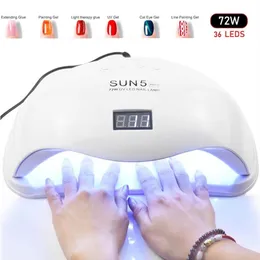 72W SUN5 Pro UV Lamp LED Nail Lamp Nail Dryer For All Gels Polish Sun Light Infrared Sensing 10 30 60s Timer Smart For Manicure T1211z