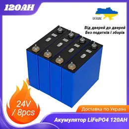 8pcs LifePo4 120Ah 태양 에너지 저장 시스템을위한 프리즘 배터리 충전식 배터리 12V 24V 48V 100AH ​​LFP 팩 rv