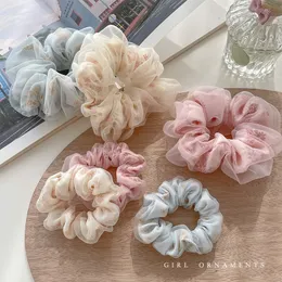 Ny ankomst Kvinnor Chiffon Gaze Ribbon Hair Scrunchies H￥rbindning H￥rtillbeh￶r Lady's Ponytail Holder Hair Rubber Bands Accessories 1646