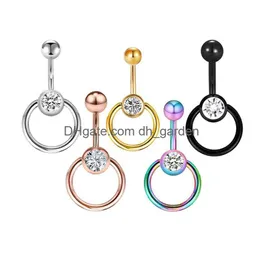 Navel Bell Button Rings Hoop Piercing Screw Curved Banana Ring 14G Body Jewelry Drop Delivery Dhgarden Dhrwb