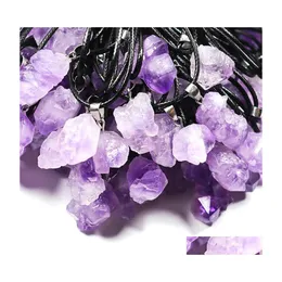 Pendant Necklaces Trendy Natural Amethysts Energy Healing Stone Necklace Rope Women Jewelry Factory Yzedibleshop Drop Delivery Pendan Dhmna