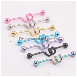 Plugs Tunnels Industrial Scaffold Barbell Earring Double Belly Button Ring Anodized 14G 38Mm Long 7 Color Mix Body Jewelry Dhgarden Dhuxo