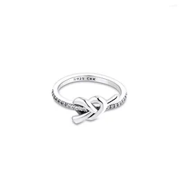 Anéis de cluster atados para mulheres simples anel de coração duplo hollow jóias finas namorado/presente de aniversário símbolo de amor nuckle