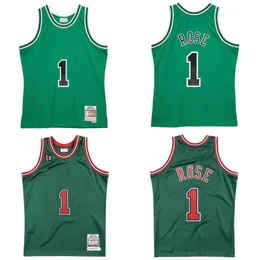 Derrick Rose Custom Basketball Jersey S-6XL Mitchell Ness Jersey 2008-09 메쉬 하드 우드 클래식 레트로 유니폼 남성 여성 청소년 1