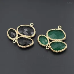 Pendant Necklaces 6pcs Triple Stones Connectors Green Jade Black Agate Charms For Women Jewelry Making DIY Earrings Necklace BraceletPendant