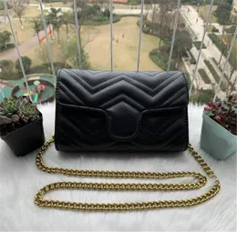 2023 Luxurys дизайнеры Marmont Flat Bags Сумка через плечо с цепочкой Классический вид Универсальная женская черная сумка через плечо Женская роскошная сумка из натуральной кожи Красный белый клатч