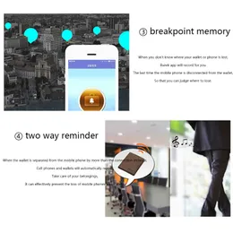 Geldbörsen-Finder, Tracking-Fach, Aufbewahrung, solide Herren-Geldbörsen-Locator, kurzer Typ, für den Außenbereich, USB-Aufladung, Bluetooth, Smart, Anti-Verlust-Reisen