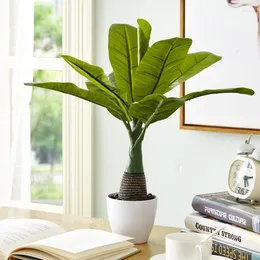 Dekorative Blumen, 40 cm, 8 Köpfe, künstliche Desktop-Landschaft, tropische Palme, gefälschte Pflanzen, Zweig, grüne Seidenblätter, falsche Kokosnuss für Zuhause