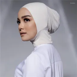 Abbigliamento etnico 2023 Modal Women Under Scarf Tulband Hat Tinta unita Hijab Cap Cappuccio elasticizzato musulmano islamico pronto da indossare
