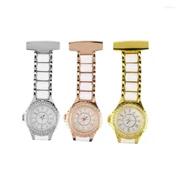 Pocket Watches Rhinestone Fob Watch Luxury Sparkling Arabic Numerals Alloy Bracelet Clipping Quartz Fashion Casual
