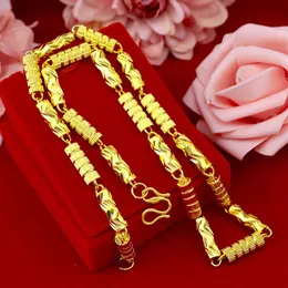 FASHION LUXURY MEN'S NECKLACE 24K GOLD CHAIN SOLID CAR FLOWER NECKLACE FOR MEN WEDDING ENGAGEMENT ANNIVERSARY JEWELRY GIFTS MALE210i