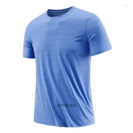 Camisetas de verão masculino Men camiseta de manga curta gelo listrado camisetas de esportes secos e secos mais tamanho 8xl Trabalho de ginástica portas Tops de fitness tshirts