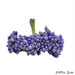 Ghirlande di fiori decorativi Mix Viola Fiore artificiale Ciliegia Stame Bacche Fascio Decorazione natalizia fai da te Torta nuziale Confezione regalo Ghirlande Decorazioni di Natale T230217