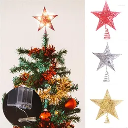 Noel Süslemeleri 1 PCS Ağaç Üst Led Yıldız Işıkları Süsler Parti Xmas Showcase Decors Parlayan Hediyeler Festival Pencere Ekranları