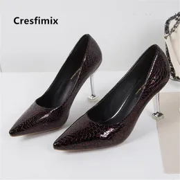 Dress Shoes Cresfimix Ladies Fashion Black Spring & Summer Slip On High Heel Women Cool Comfortable Pumps Zapato Negro Tacon B91011