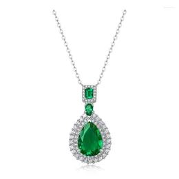 Chains 2023 Trend 925 Silver Reverie Pendant With Chain Necklace Grandmother Emerald Women's Neck Setup Gamer Accessories Gift Party