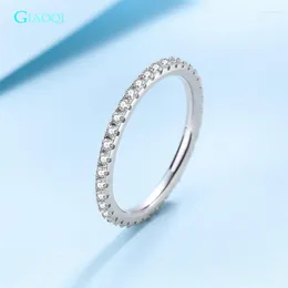 Küme halkaları giaoqi orijinal 925 gümüş parlak kesim elmas 0,5 ct d renk tamamen yuvarlak moissanit parmak yüzüğü prenses