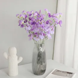 Ghirlande di fiori decorativi NOVITÀ Nordic Pea Orchid Ramo Fiori di seta Decorazione di nozze Mariage Sposa Fiore artificiale di seta Flores Artificiali Decorazioni per la casa
