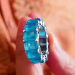 Pierścienie klastra Kqdance 925 Sterling Silver stworzył Szmaragd Paraiba Tourmaline Pariba Pierścień z zielonymi/niebieskimi kamieniami Kobieta Fine Jewelry 2023