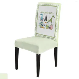 Chair Covers Easter Gnome Egg Green Plaid Wood Grain Cover Dining Spandex Stretch Seat Home Office Decor Desk Case Set