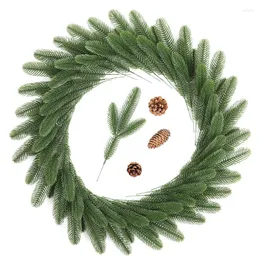 장식용 꽃 24pcs/세트 크리스마스 소나무 바늘 가지 가짜 식물 나무 장식 장식 홈 DIY 화환 선물 상자 파티 장식