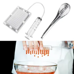 Meat Poultry Tools 96-Hole Molecular Gastronomy Caviar Maker Gourmet Fish Roe Strainer Filter Spherification Dropper with Tube Spoon Kit 230217