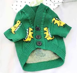 Suéter de mascotas abotonado otoño e invierno ropa verde dinosaurio Teddy gato bichon pequeño perro vip schnauzer pomeranian 2109101025249