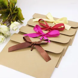 Present Wrap 50st European Kraft Paper Envelope Retro Mori Packaging Greating Card Message Red Magnetic Bag