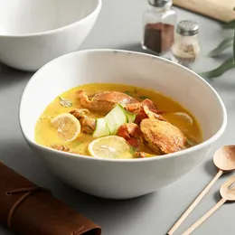 Миски домашняя керамика Большая белая суп -миска эль специальная посуда японская легкая роскошная западная французская посуда