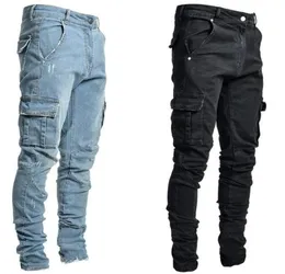 Cal￧a jeans cal￧a masculina cal￧a de jeans casual de algod￣o com v￡rios cargas de bolso de moda moda estilo l￡pis Pockets6717150