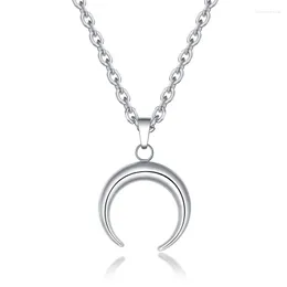 Pendant Necklaces Stainless Steel Ins Wind Design Crescent Titanium Clavicle Chain Ladies Necklace