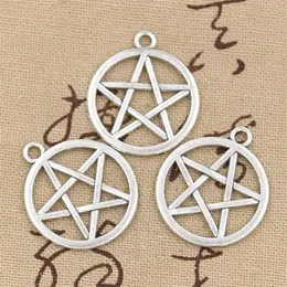 Whole-99cents 8pcs Charms Star Pentagram 24 mm Antique Making Pendant Fit Vintage Tibetan Silver fai-da-te Collace bracciale 276U