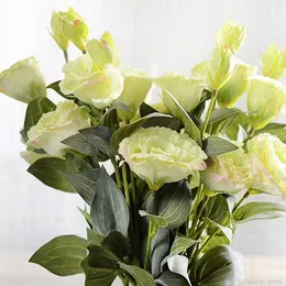 Flores decorativas Grinaldas 1 PC Flor Artificial Europeia 3 Cabeças Falso Eustoma Gradiflorus Lisianthus Festa de Casamento de Natal Casa Decorativa 5 Cores T230217