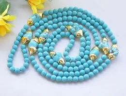 Chains 62" 28mm Blue Gold-plating Baroque Turquoise Necklace CZChains