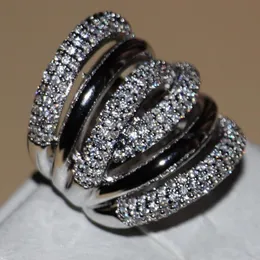 Anéis de casamento Tamanho vintage 5-11 Jóias de moda 14kt Gold branco preenchido Stones simuladas Banda de noivado Mulheres Ring com presente