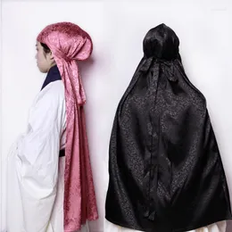 Halsdukar traditionella kinesiska hanfu headwrap jacquard satin turban accessoarer hatt långt hår pannband för barn eller vuxna ser Rona22