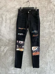 2023SS Pantalones Rock Revival Vaqueros Męskie dżinsy, drukowane naklejki, noszone dżinsy, luksusowe projektant, uliczne wykwintne, swobodne spodnie