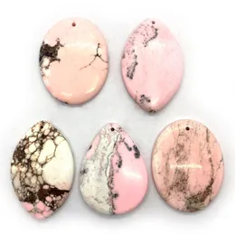 Dijes 5 uds piedra Natural de alta calidad rosa fino Fangna Onyx COLLAR COLGANTE elipse geométrico para joyería DIY accesorios encantos