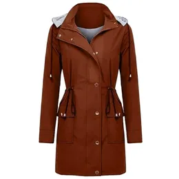 Fashion Women Jacket Raincat Winter Long Coat Jacket Multicolor Solid Rain Stack